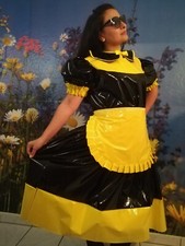 Adult Sissy Kleid Zofe LACK PVC TRAVESTIE DIRNDL DIENSTMÄDCHEN SCHÜRTZE XL