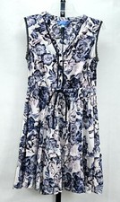 Simply Vera Vera Wang Black Blue White Floral Sleeveless Dress Size PM RN#73277