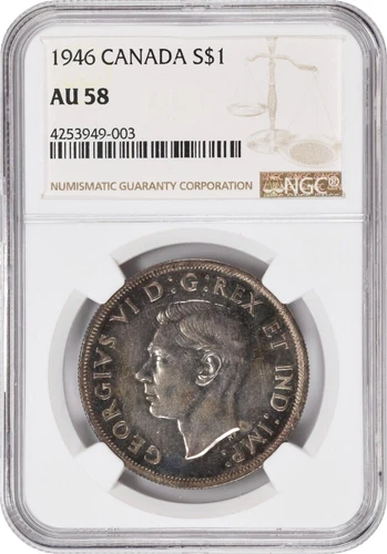 Canada, 1946 George VI Dollar. NGC AU58   93,055 Mintage.