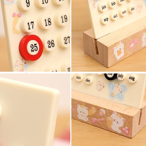 Wooden Acrylic Ring Desk Calendar Perpetual Calendar Month Date Planner - Picture 3 of 30