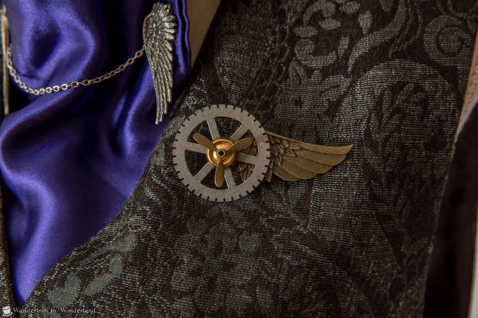 Conjunto Chaleco Brocado Gris Mediano Damas Steampunk Victoriano Disfraz Foto 4 de 4