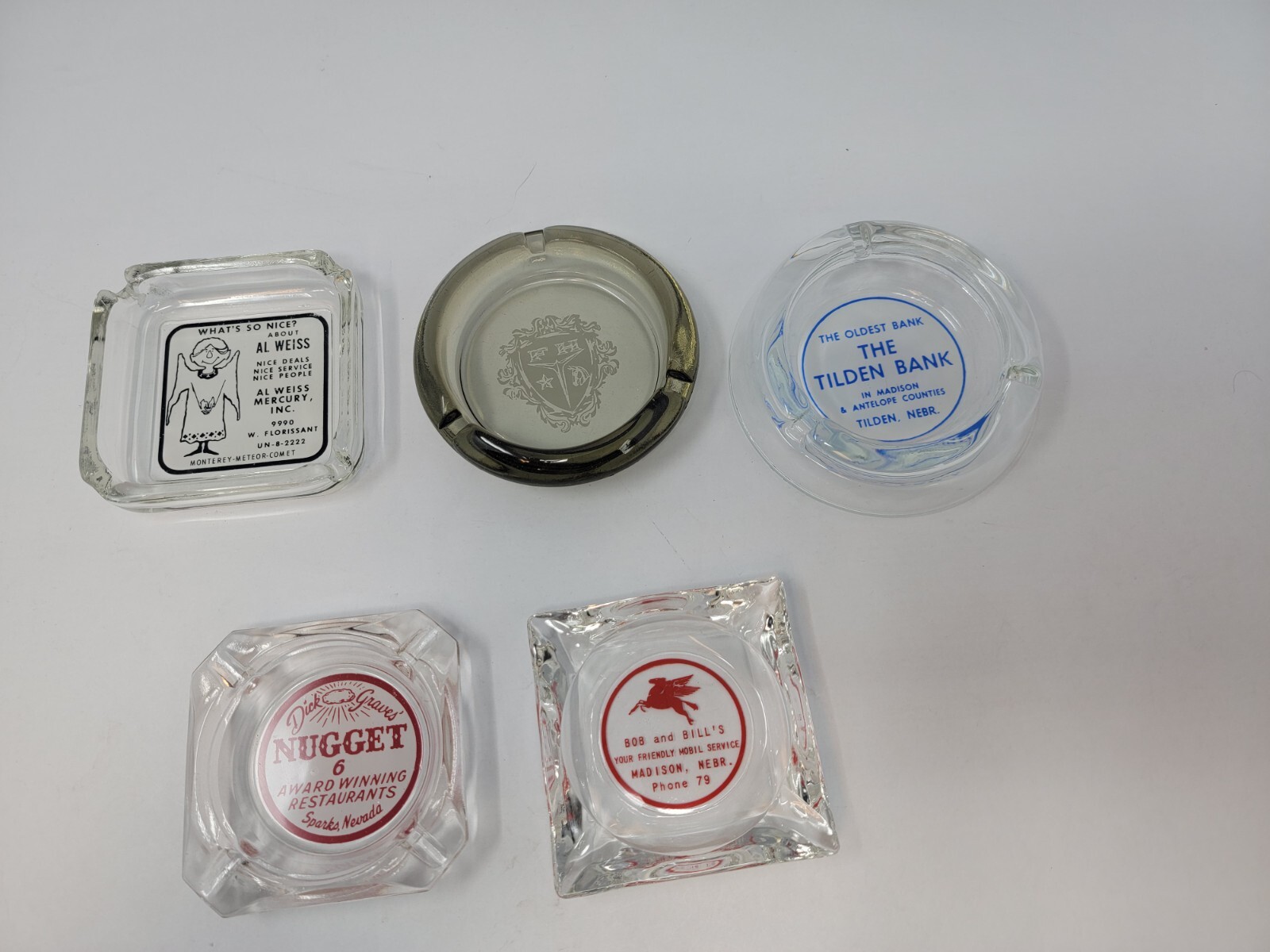 Lot of 5 Vintage Advertising Glass Ashtrays eBay