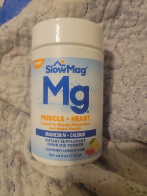 SlowMag Muscle + Heart, Magnesium & Calcium Raspberry Lemon Powder 10/25