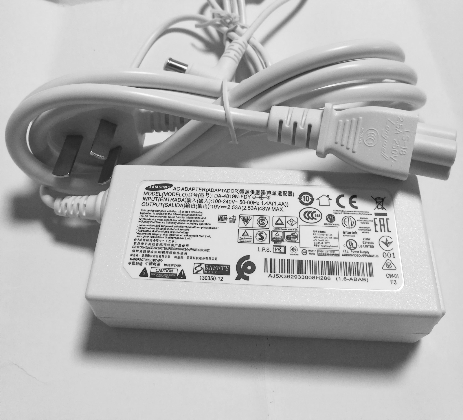 Genuine Samsung AC/DC Adapter DA-4819N-FDY 19V 2.53A Power Supply | eBay