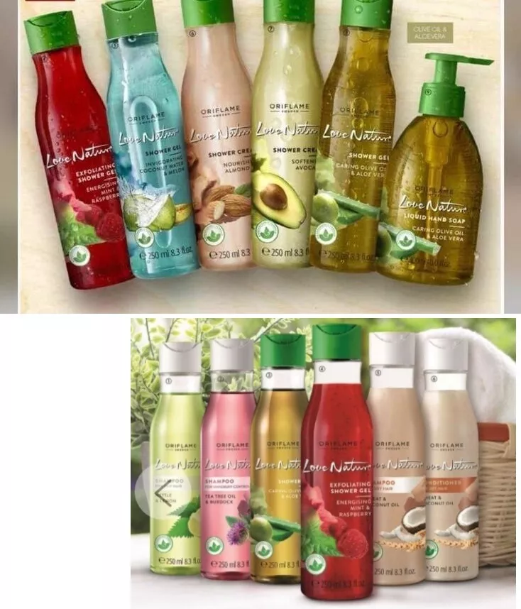 ORIFLAME LOVE NATURE SHAMPOO CONDITIONER SCRUB SHOWER GEL CREAM