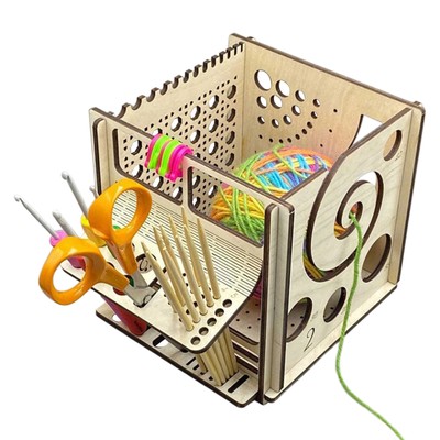 Wooden Yarn Dispenser Bowl and Crocheting Holder for Crocheting Accessories