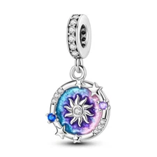 MULA New European Silver Plated Charm AAA CZ Enamel Astrolabe For Women Bracelet