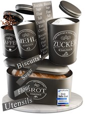 IDEALTASTIC® Premium Brotkasten 4er Set, Zuckerdose, Mehl Aufbewahrung & Kaffee