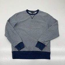 J Crew Mercantile Blue White Stripe Pullover Classic Sweater Mens Size Small