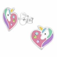 Einhorn Herz Ohrringe Ohrstecker 925 Silber - Kinder Damen MäDchen Schmuck