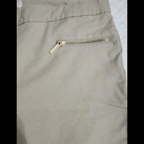 Michael Michael Kors Khaki Chino Stretch Shorts Gold Zip Logo Size 16 Kors - Image 4 of 4