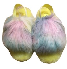 UGG Fluff Yeah Slide Slippers Lemonade Tie Girls Youth/ Women s Size US 5 NWT