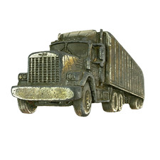 Vintage Semi Truck Big Rig Great American Buckle Co Metal Belt Buckle 1980