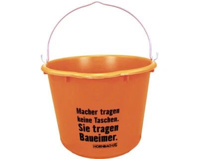 FANSHOP Profi Baueimer robust orange kranbar mit Hakenbügel Ø 385 mm 20 l