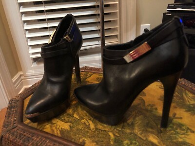 Burberry Black BELOW ANKLE Booties Gold Accent Hardware High