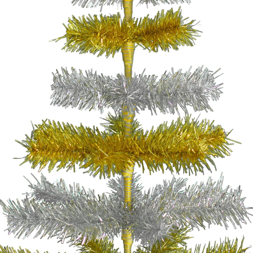 Gold & Silver Layered Tinsel Christmas Tree Stand Included, Centerpiece Tree - Image 3 of 4