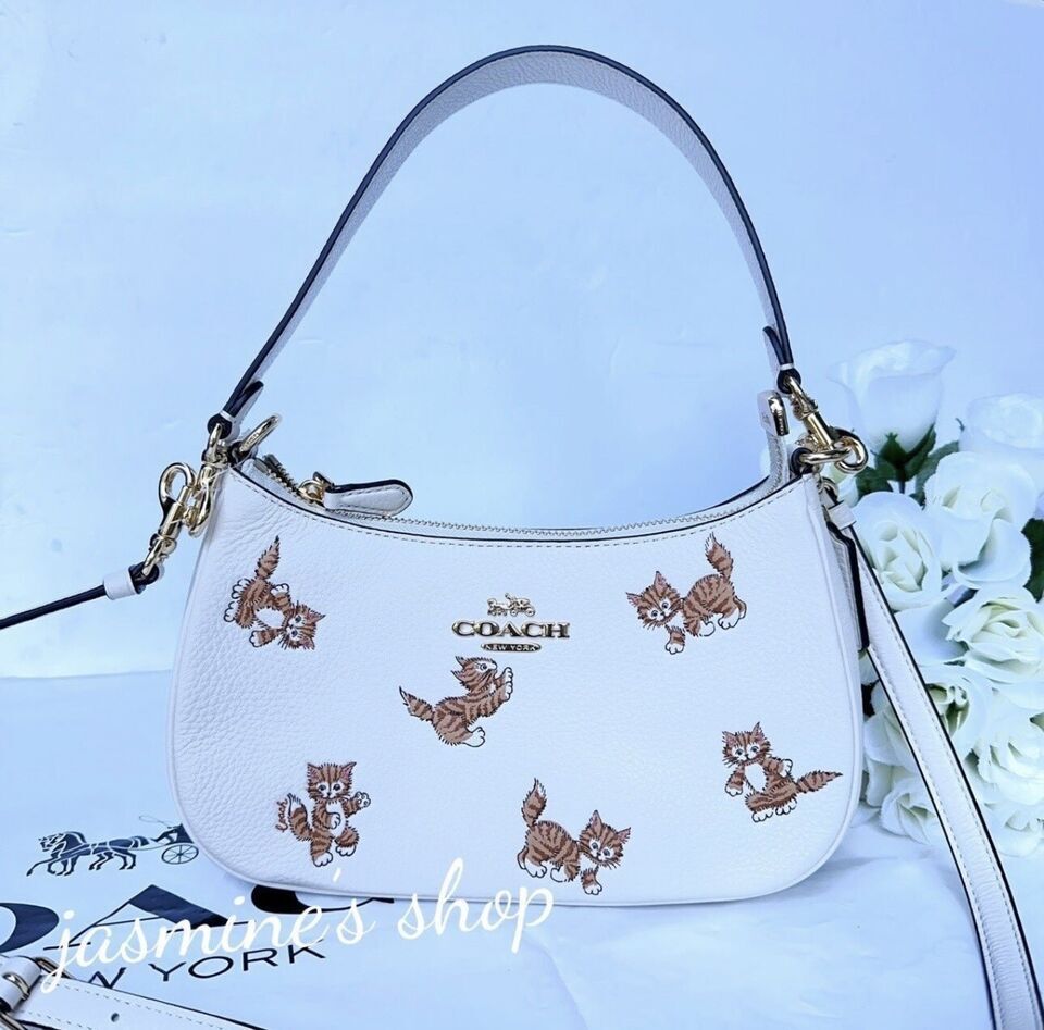 COACH バッグ プリント キャット NWT Coach Teri Shoulder Bag With Dancing Kitten/ heart Print | eBay
