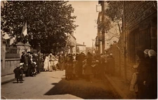 Religious Procession in Streets of France Cardinal & Crowd 1910s RPPC Postcard