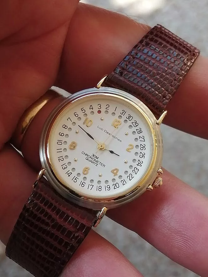 VINTAGE WATCH LUC DESROCHES QUARTZ CLASSIC GOLD PLATE LEATHER WOMEN S WATCH