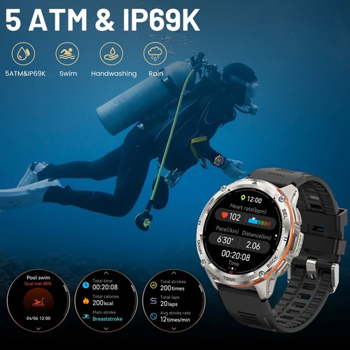 Original AMAZTIM TANK T3 Ultra GPS Smartwatches For Men AMOLED Smartwatch - Photo 5 sur 8