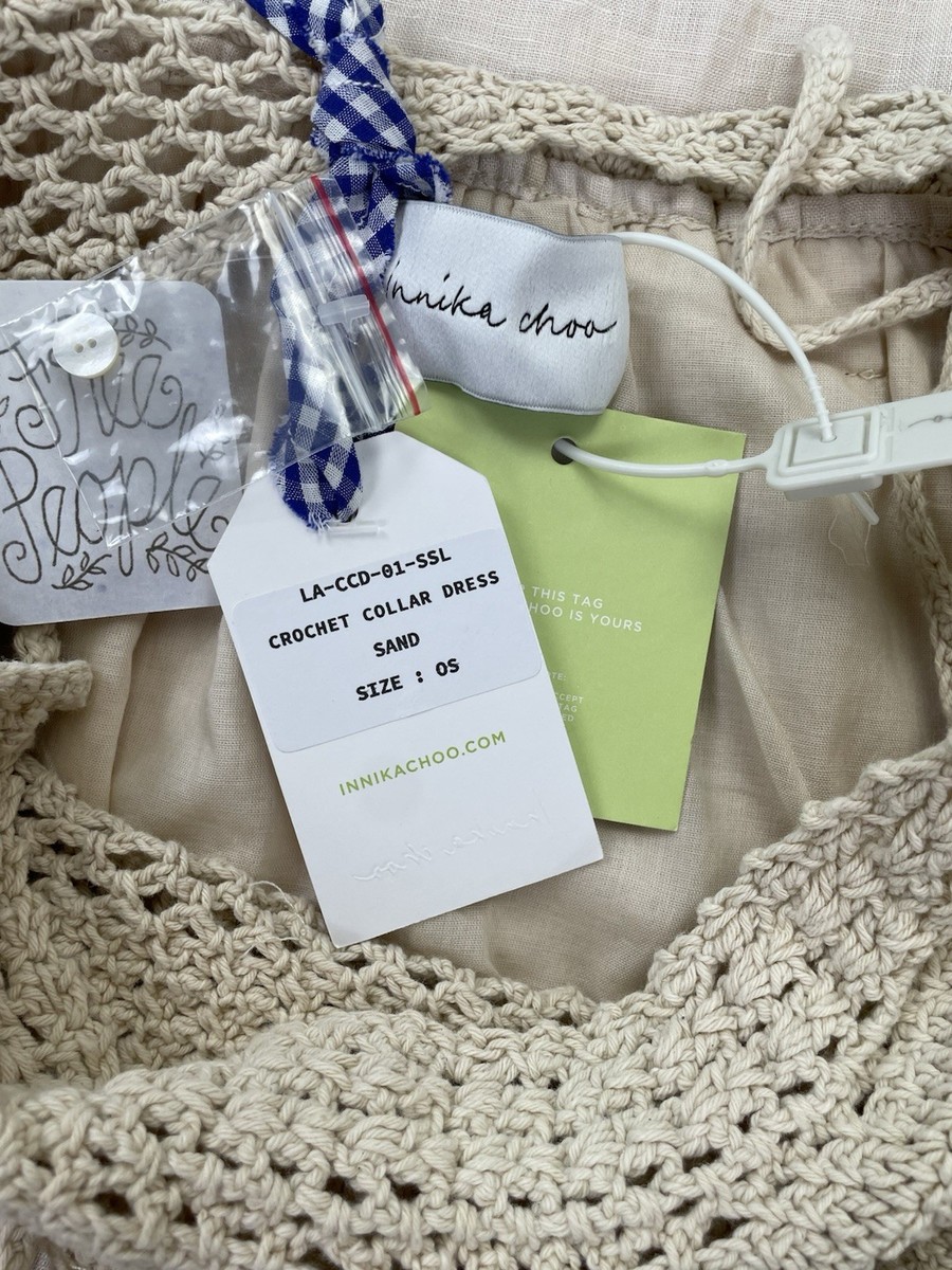 NWT Free People Innika Choo Crochet Collar Linen Smock Dress Prairie One  Size | eBay