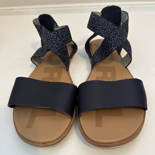 SOREL Ella II Leather Sandals, Nocturnal Blue Navy, Womens 10.5 - Picture 3 of 6