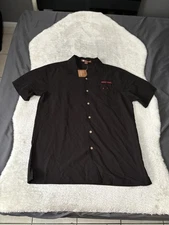World Series Poker Mens Black Button Down Shirt Size Large Harriton