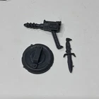 1988 TMNT Bebop Turtle Shell Drill Gun Trash Can Lid Knife Weapon Accessories