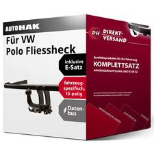 Für Polo Fliessheck 6R/6C Anhängerkupplung abnehmbar + E-Satz 13pol Set top neu