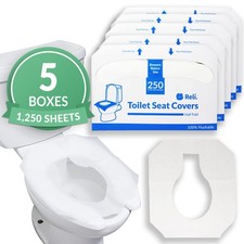 Reli. Toilet Seat Covers 1250 Pcs, 5 Packs of 250  Disposable Toilet Seat