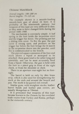 Matchlock Gun Firearm Picture Article Original Vintage Info Sheet    