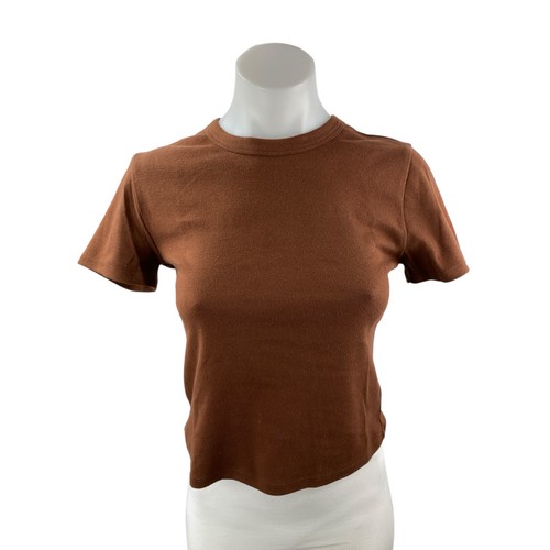 Aritzia Sunday Best Women's Brown Crewneck Short Sleeve T Shirt Tee Top Size S