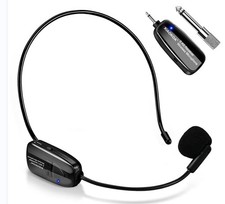 Wireless Microphone Headset, 2.4GHz Cordless Head Mic, USB-Charging Microphon...