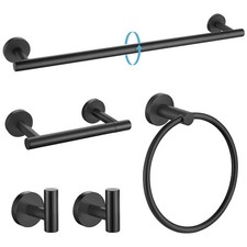 Matte Black 5 Piece Bathroom Hardware Set, SUS304 Stainless Steel Bath Towel ...