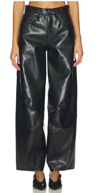 Agolde Twist Wide Leg receycled leather black pants Detox size 31 NWT $348msrp