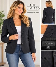 The Limited Womens Size 8 Black Pinstripe Tailored 2 Button Blazer Y2K Career