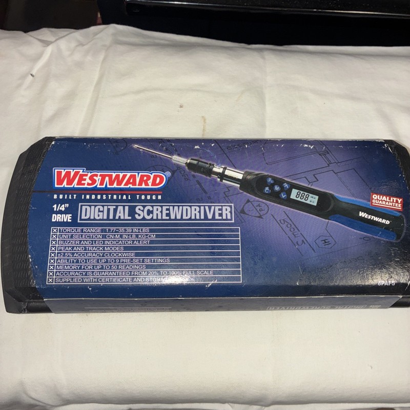Westward 6PAF4 Digital Adjustable Torque Screwdriver, 1/4" Philips Drive