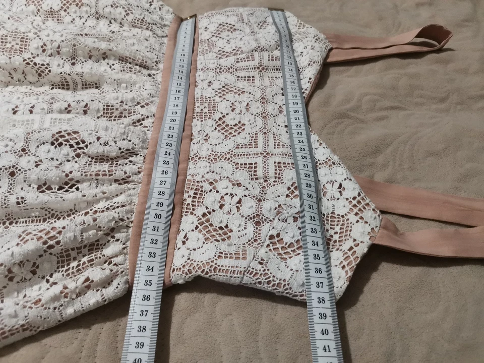 🆓US🛃 Vestido vintage Dolce&Gabbana blanco encaje beige forro IT 38 Foto 4 de 4