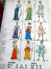 LOVELY VTG 1950s 1890s COSTUMES Sewing Pattern 14/34 FF