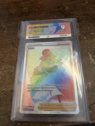 Pokemon Leon Trainer Vivid Voltage Rainbow Secret Rare Card 195/185 Ace 9