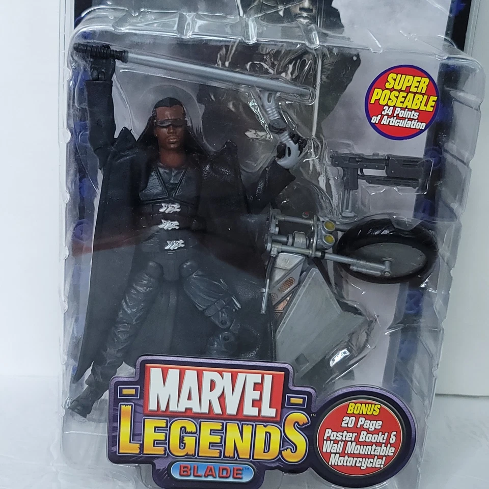 Marvel Legends Blade Wesley Snipes & Motorcycle Series V ToyBiz 2003 NUEVO SELLADO Foto 2 de 4