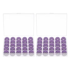 2set Prewound Sewing Bobbin Thread Set with 25 Grids Storage Box, Purple