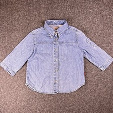 Vintage Y2k Levis Dry Goods Denim Shirt Kids Small Blue Long Sleeve Button Up