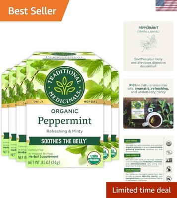 Organic Peppermint Tea - Refreshing 6-Pack, 96 Bags for Digestive Comfort