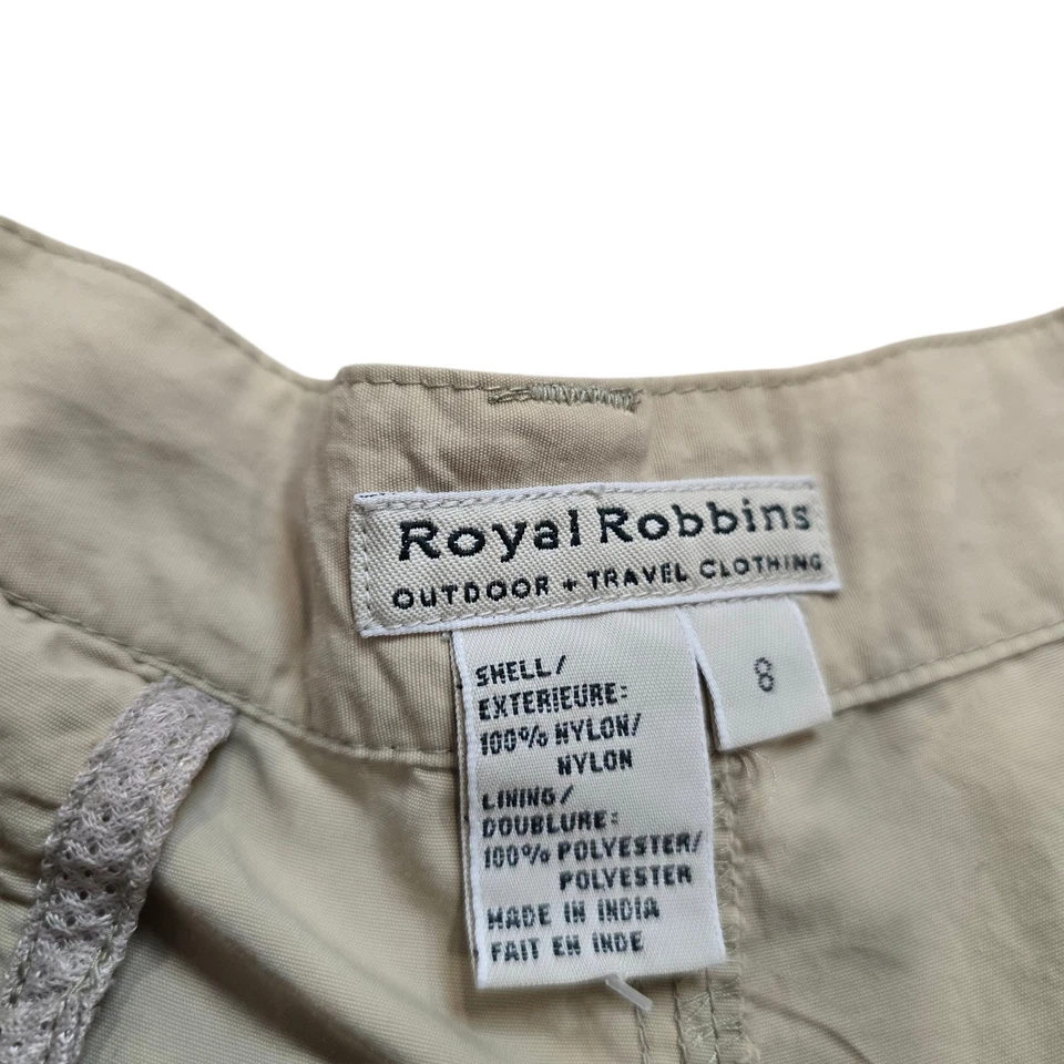 Pantalones cargo convertibles Royal Robbins para mujer talla 8 senderismo aire libre beige Foto 4 de 4