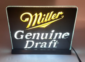 Vintage Miller Genuine Draft MGD Light Beer Bar Counter Light Up Sign 7.25”X9.5”