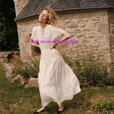 DOEN ramie white lace embroidered dress 2026 new holiday casual dress