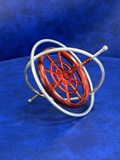Vtg Unbranded Metal Gyroscope Scientific Old Toy Red Spinning Mid-Century