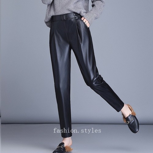 Lederhose Damen lockere Lammfell Haremshose High Waist elegante Hose - Bild 12 von 25