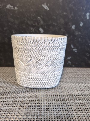 Pflanzkübel grau Zick Zack Design Keramik 13 cm hoch